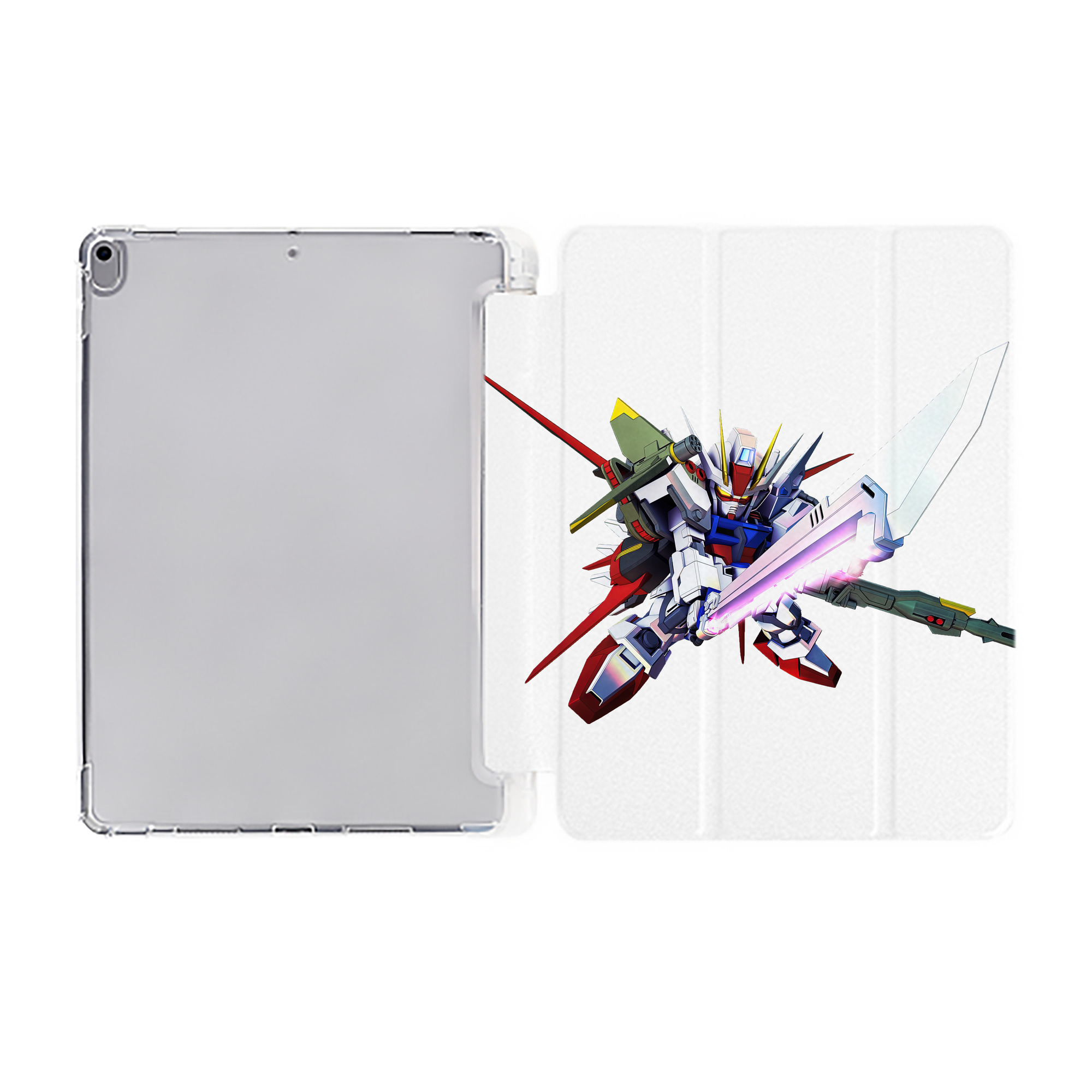 （画像用） 機動戦士ガンダム Mobile Suit Gundam IPad ケース ペン収納付き 三つ折りスタンド PUレザー×シリコン 対応機種9.5/10.5/10.9インチ